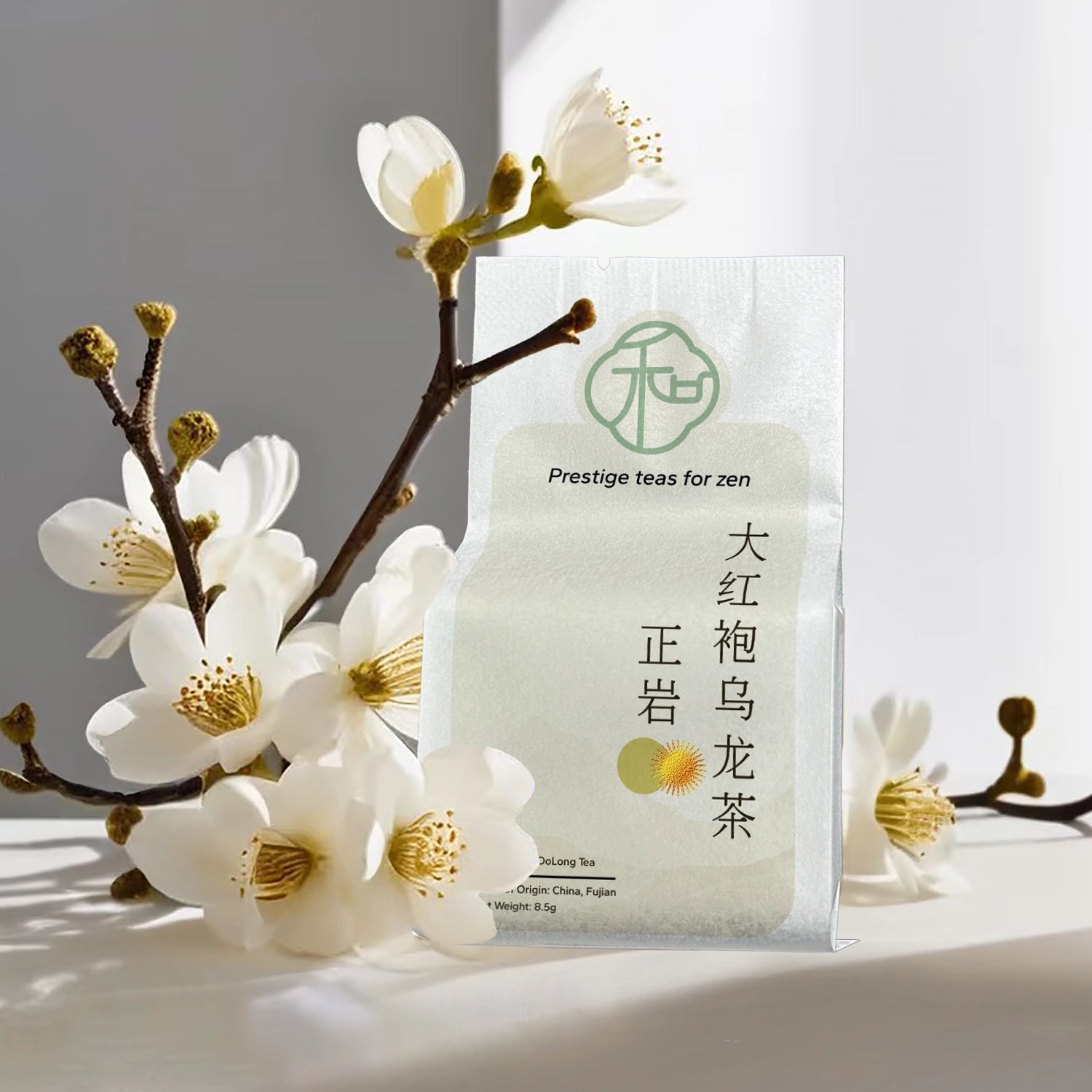 single pack of luxury chinese zhengyan dahongpao loose oolong tea packaged in elegant packaging